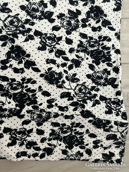 Orsay elongated t-shirt/tunic cream-black floral, stretch cotton, m