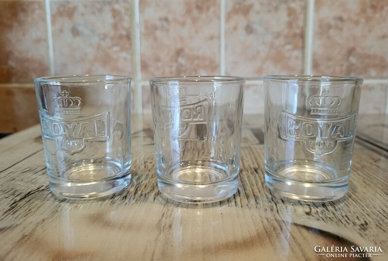 5 retro glasses together! Royal vodka glasses (3 pieces), 2 sailing Balaton souvenir glasses