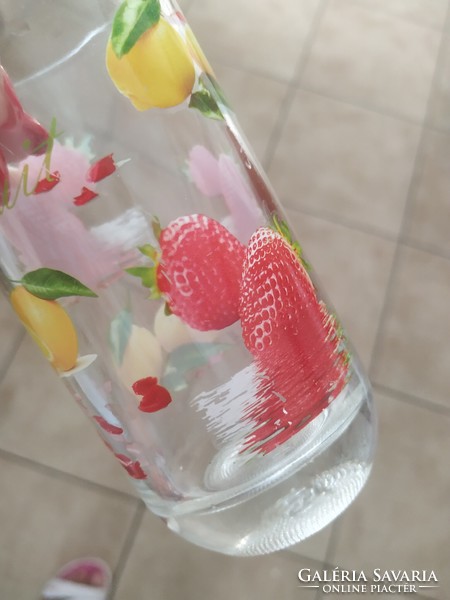 Retro fruit pattern thick-walled soft drink glass 4 pieces for sale!