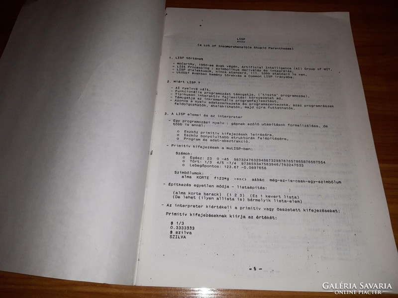 Lisp Duplumpéldány - Budapesti Műszaki Egyetem - 1990 könyv