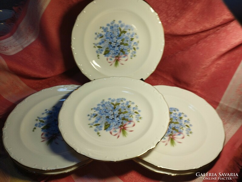 6 Pcs. Porcelain cake plate, blue daisy