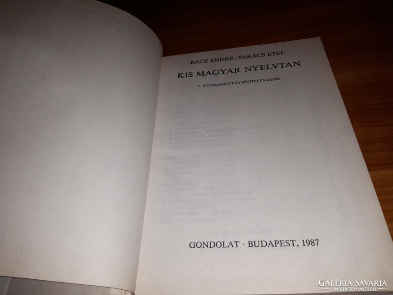 Kis magyar nyelvtan - Rácz Endre - Takács Etel - Gondolat - 1987 könyv