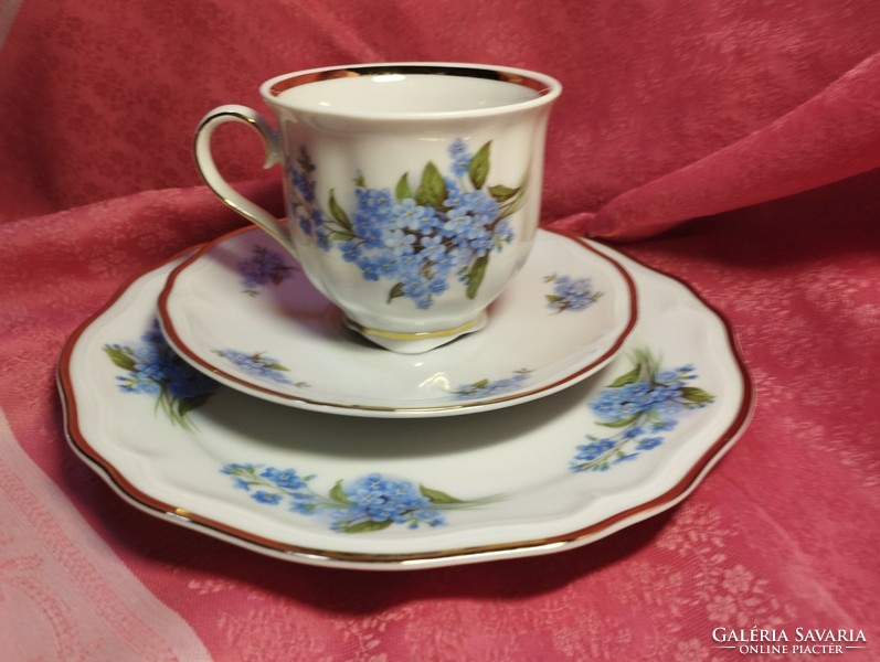 Beautiful 3-piece porcelain breakfast dish, blue daisy