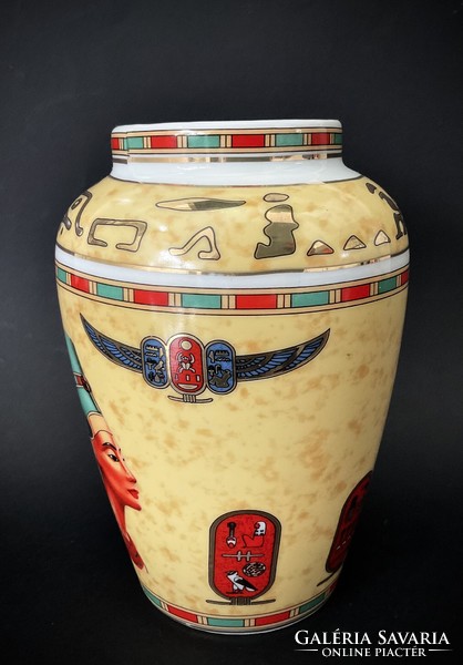 Egyptian showcase porcelain vase with pharaonic decoration