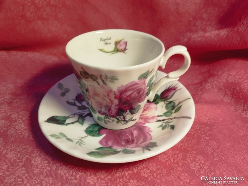 English rose porcelain coffee cup with bottom