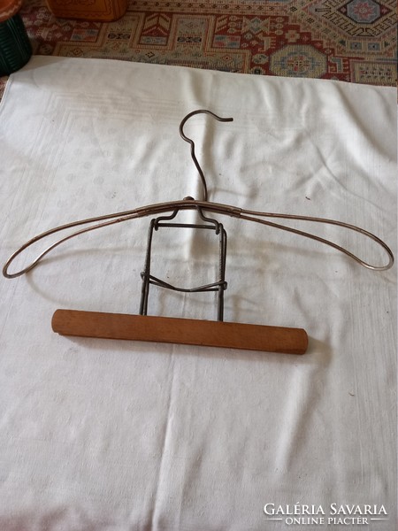 Very old coat hanger with trouser brace, maybe pre-war