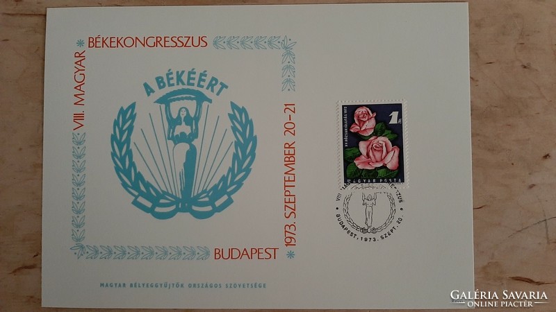 Viii. Hungarian Peace Congress for Peace 1973 commemorative card with first day stamp, unc