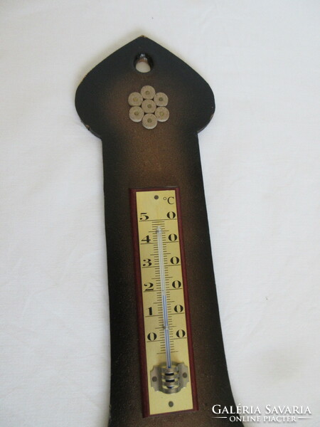 Retro, old wall-mounted leather thermometer. Negotiable!