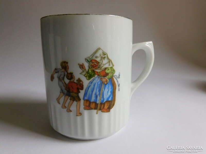 Antique Zsolnay children's mug - Jancsi and Juliska