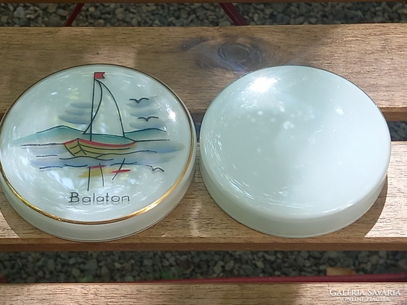 Balaton retro milk glass box/nostalgia, collector's item about Balaton/Balaton sailing