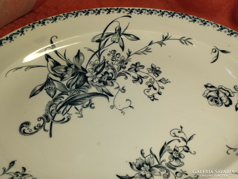 Antik porcelán pecsenyés tál, asztalközép