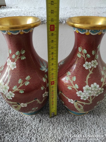 Burgundy split enamel vase