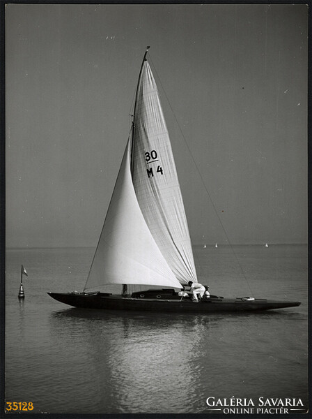 Larger size, photo art work by István Szendrő. Sailing on the Balaton, 1930s. Original, p