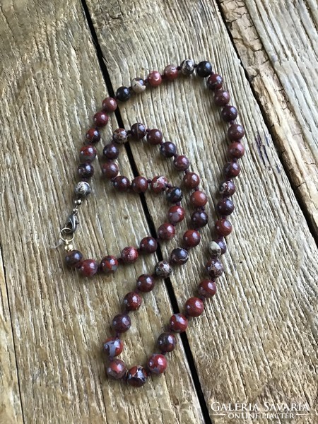 Jasper mineral string of beads, necklace