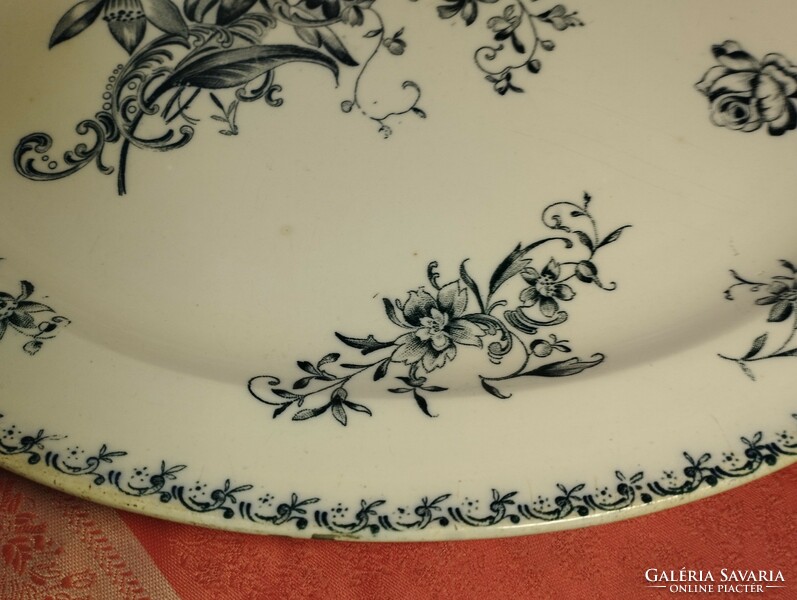 Antik porcelán pecsenyés tál, asztalközép