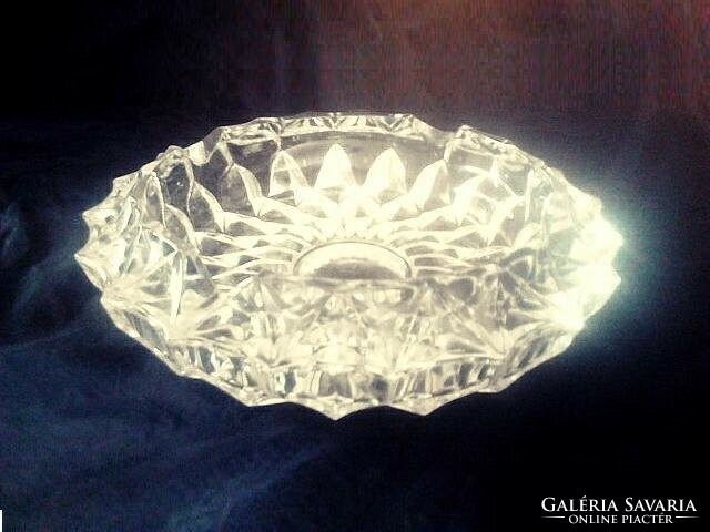 Huge crystal ashtray, heavy, ornately crafted heavy glass bowl