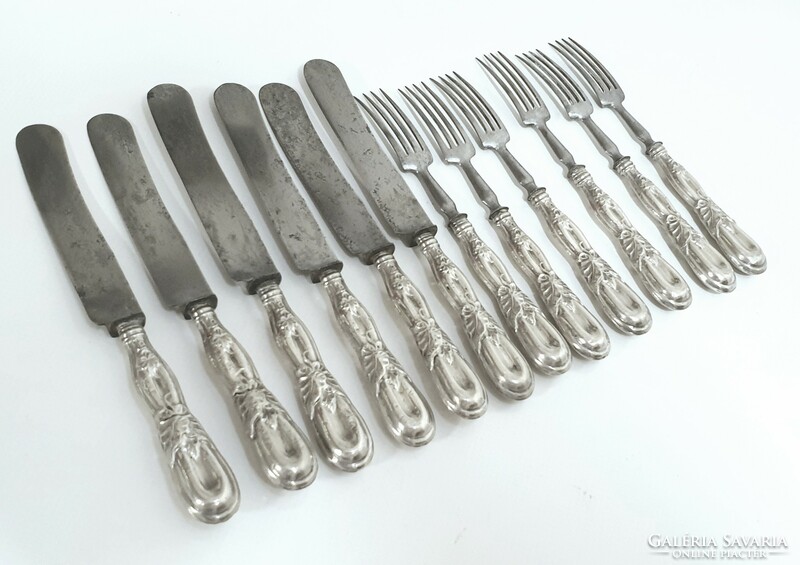 Antique French art nouveau silver cake set