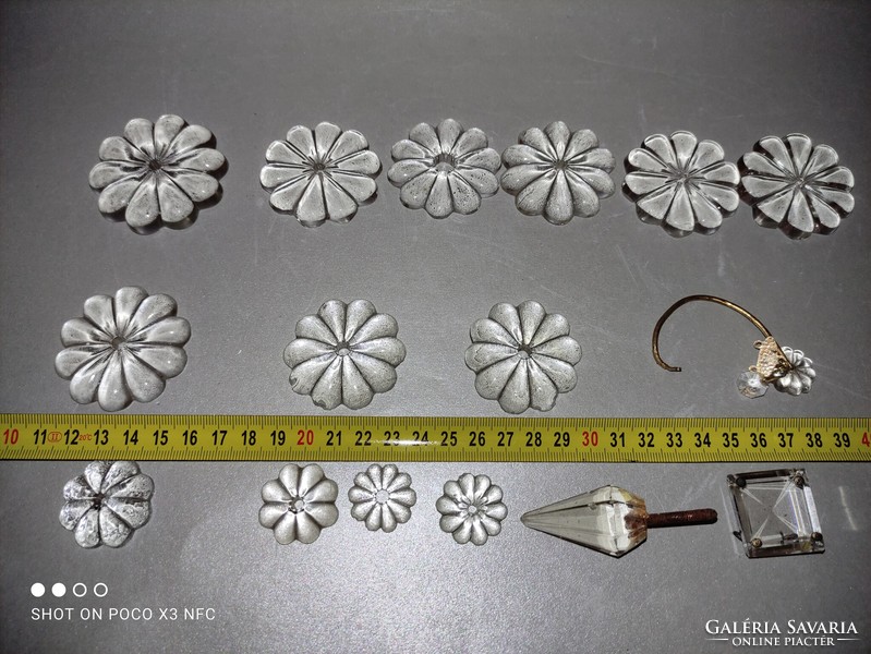 Antique old lamp chandelier part different shape crystal glass rosette ornament and other shape