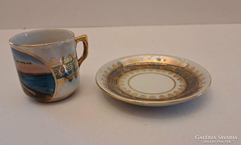 Porcelain souvenir, antique tourist cup with bottom, Nice, France