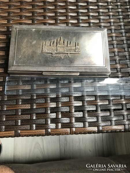 Antique silver-plated card holder box