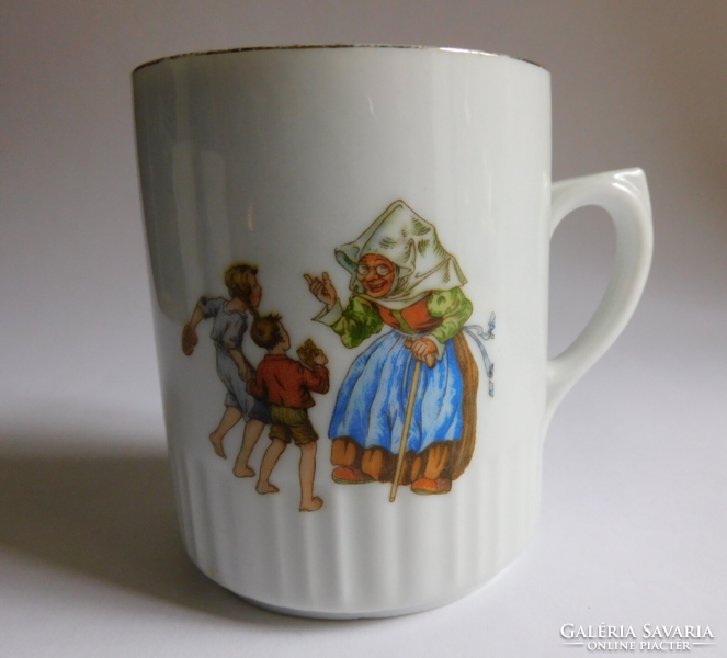 Antique Zsolnay children's mug - Jancsi and Juliska