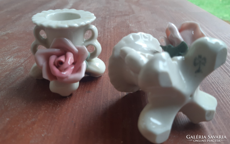 2 porcelain candle holders