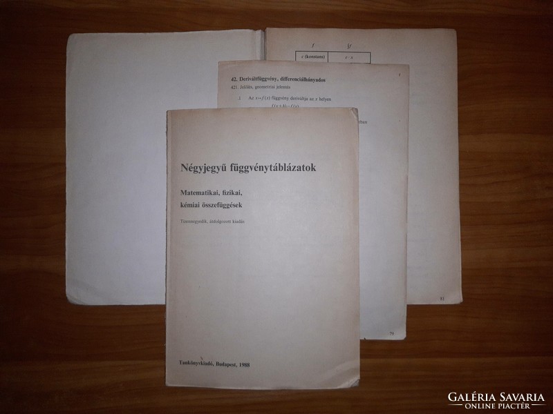 1988 - Négyjegyű függvénytáblázatok Matematikai, fizikai, kémiai könyv