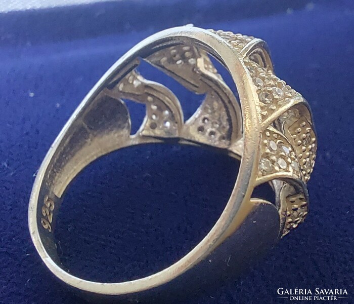 An elegant genuine silver ring in art deco style
