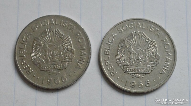 Romania, 1 lei, 1966, money, coin, leu, 2 pieces