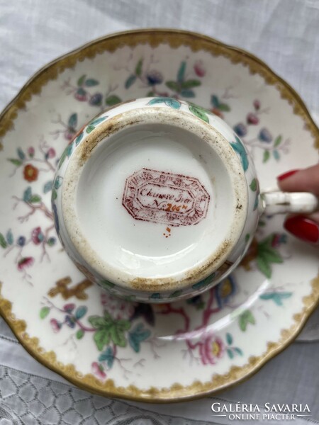 Special! Antique hand-painted English cup set inside and out