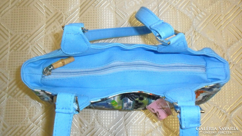 Last pieces! Colorful, cheerful summer canvas bag with pearls and decoration.