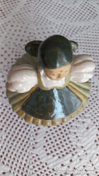 Antique, hand-painted, pre-war, unmarked, Hungarian ceramic figurine, height 12.5 cm, base dia. 6.5 cm