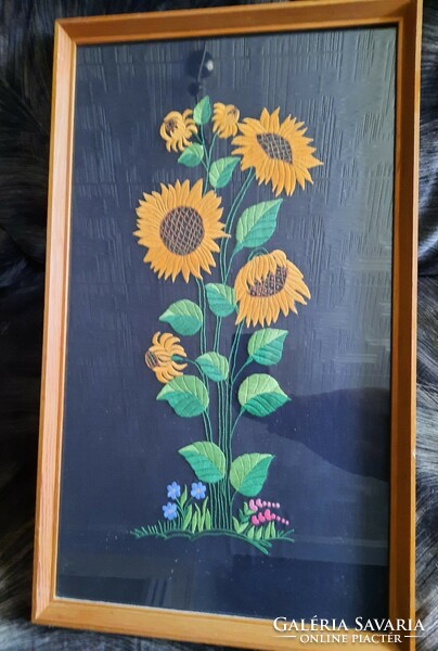 Embroidered framed wall picture