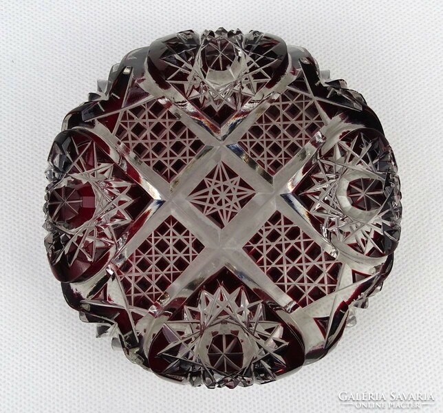 1N702 old burgundy colored polished glass ashtray