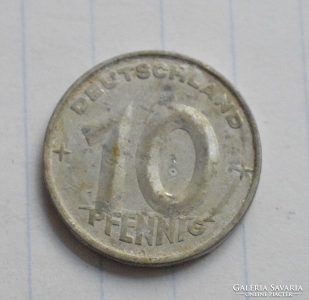 Német Demokratikus Köztársaság 10 pfennig A , 1952 , pénz , érme