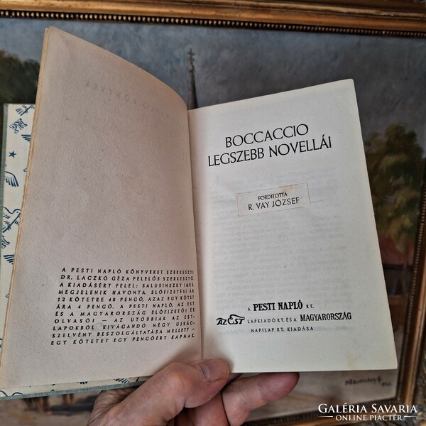 1920 k. BOCCACCIO LEGSZEBB NOVELLÁI --PESTI NAPLÓ K.--AZ EST LAPKIADÓ RT