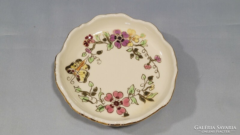 Zsolnay butterfly hand-painted porcelain ring tray, tray