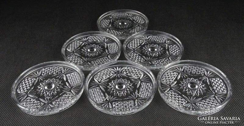 1N715 old glass coaster set 6 pieces