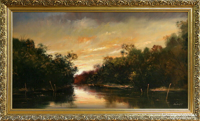 Tibor Bán: Dawn - with frame: 60x100cm - artwork: 50x90cm - 2310/423