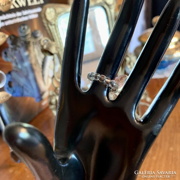 Nagyon különleges nagy csillogó akril pillangó gyűrű az 1980-as évekből, vintage gyűrű -rugalmas mér
