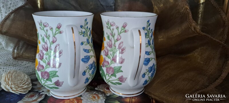 Pair of English porcelain mugs