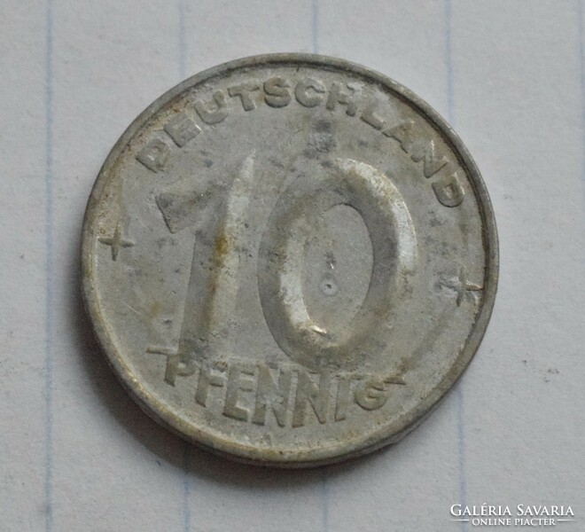German Democratic Republic 10 pfennig, 1952, money, coin