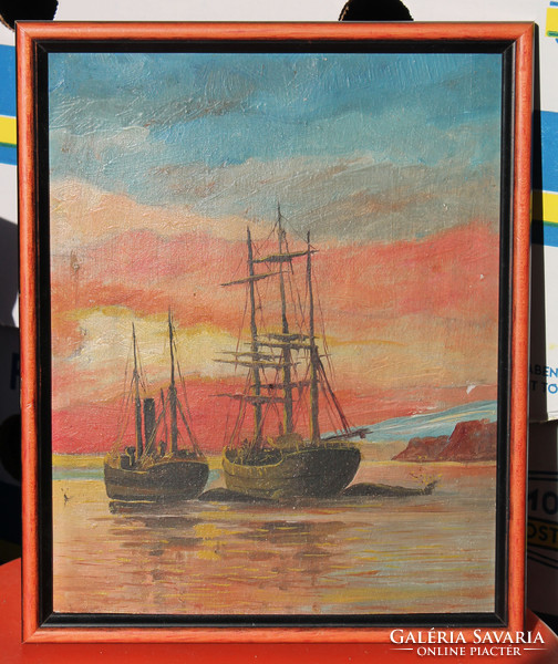 Sailboats oil painting