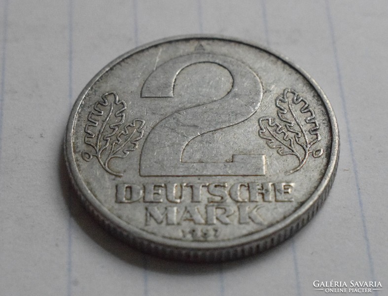 Német Demokratikus Köztársaság 2 márka , 1957 , pénz , érme