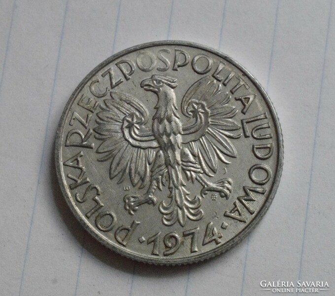 Lengyelország 5 Zloti , 1974 , pénz , érme , zl