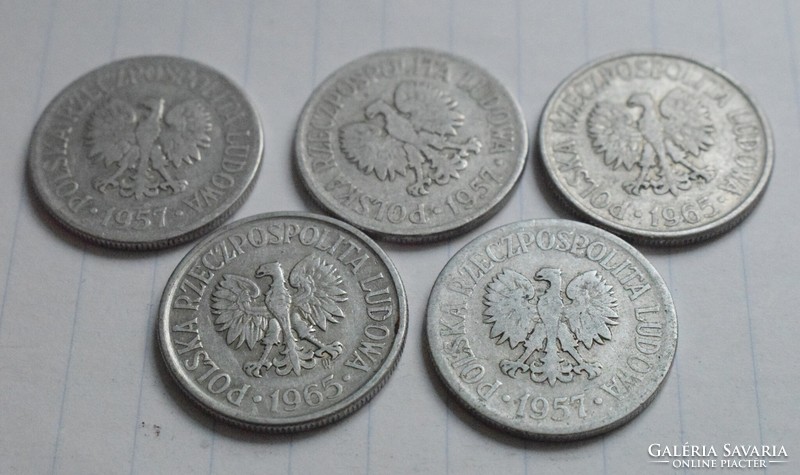 Lengyelország 50 Groszy , garas , 1957 , 1965 , pénz , érme , 5db. groszi