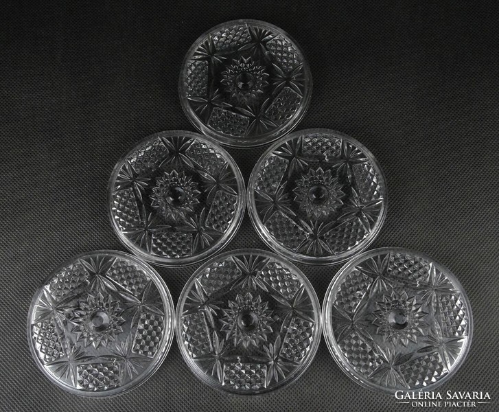 1N715 old glass coaster set 6 pieces