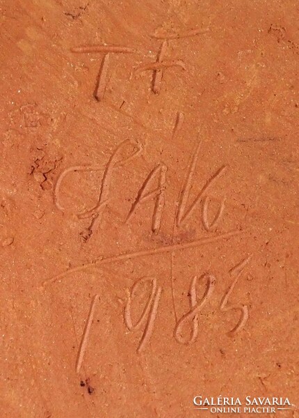 1N723 Jelzett madaras ónmázas jáki kerámia falitányér 23 cm 1985