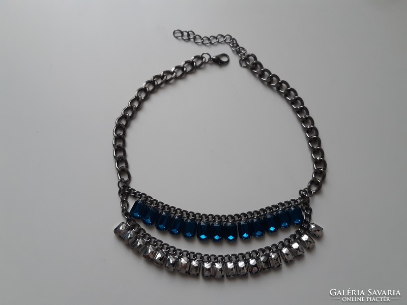 Bizsu nyaklánc - kék köves - dekoratív