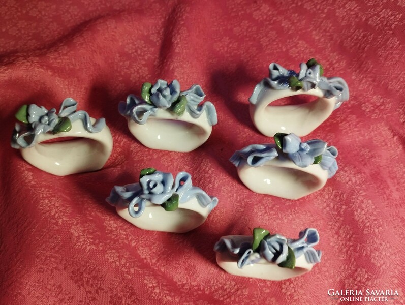 6 Pcs. Hand-shaped pink porcelain napkin ring